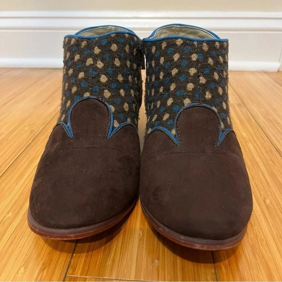 RUBY SHOO Juliette Artsy Boho Suede Wool Cowgirl Polka Dot Booties - Picture 5 of 10